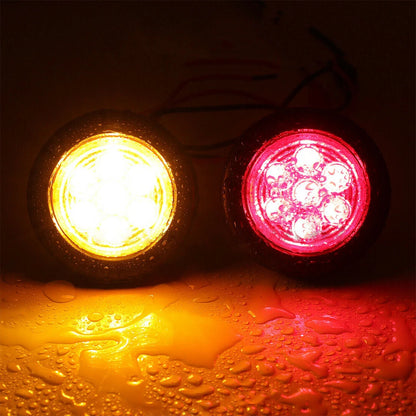 4 x 2" 12V LED Round Side Marker Clearance Lights for Car Truck Amber Red
