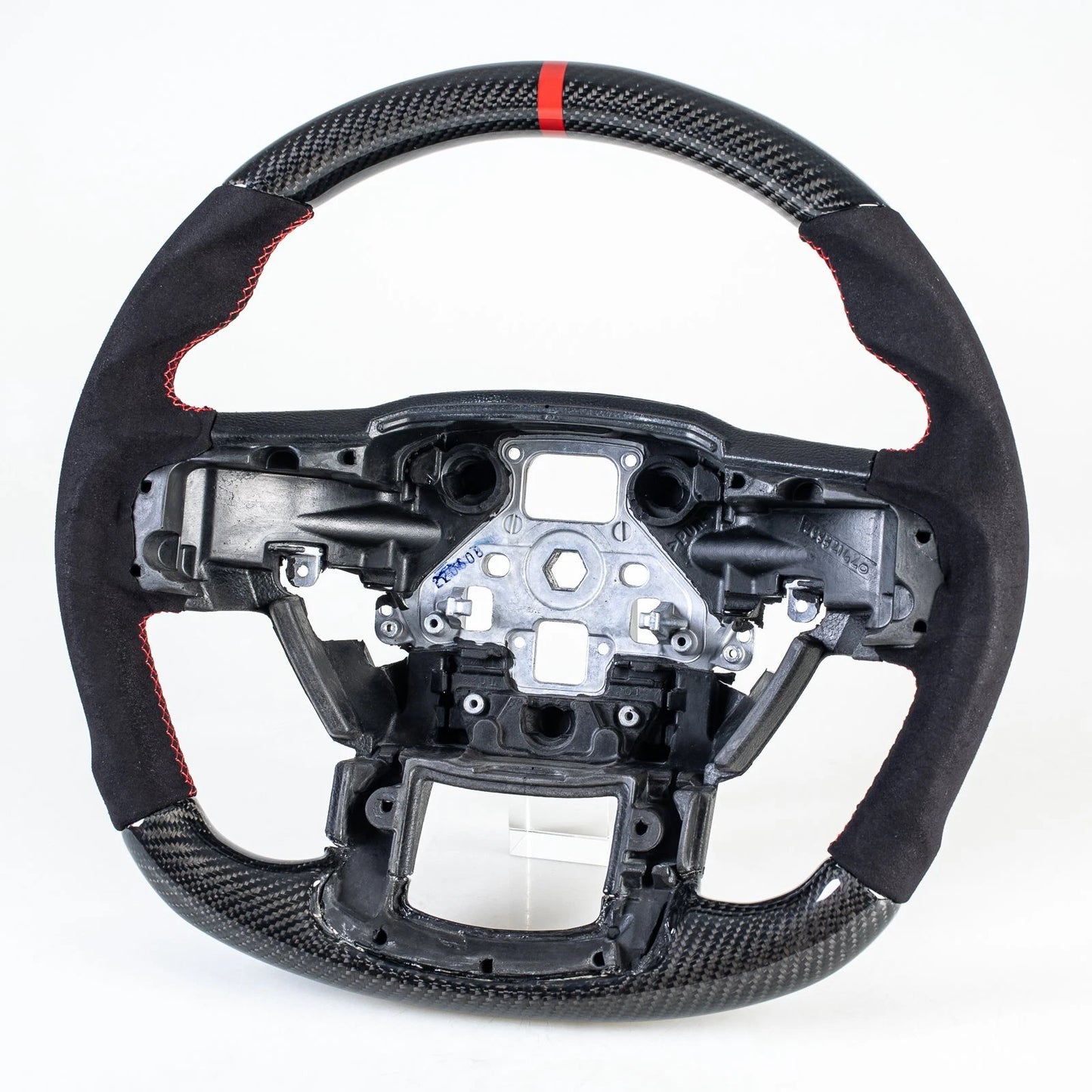 Steering Wheel Suede Red Flat Bottom for Ford F150 F250 F350 F450 (15-22)