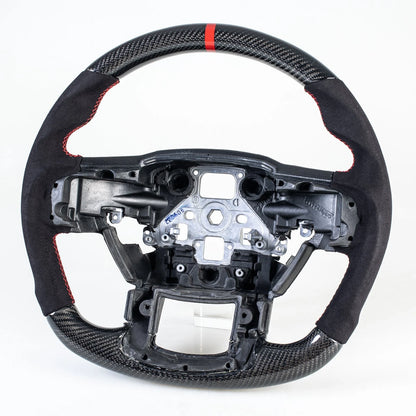 Steering Wheel Suede Red Flat Bottom for Ford F150 F250 F350 F450 (15-22)