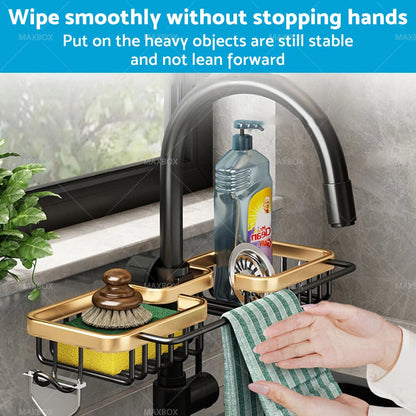Sink Rack Organizer for Kitchen - Soap & Sponge Holder Drain Basket