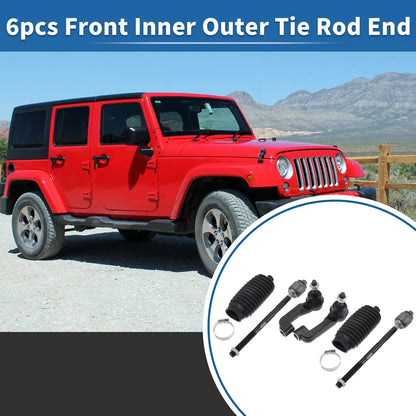 6 x Front Inner Outer Tie Rod Ends for Jeep Dodge (2000-2006)