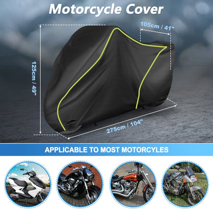 Outdoor Waterproof Motorbike Motorcycle Cover All Weather Protector Black 275cm