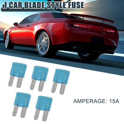 5pcs 15A Car Mini Blade Fuses for Boat/Truck/RV/Camper/Motorcycle Blue