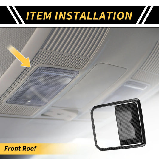 Set Carbon Fiber Roof Reading Light Cover Trim for Toyota Tundra (22-24)