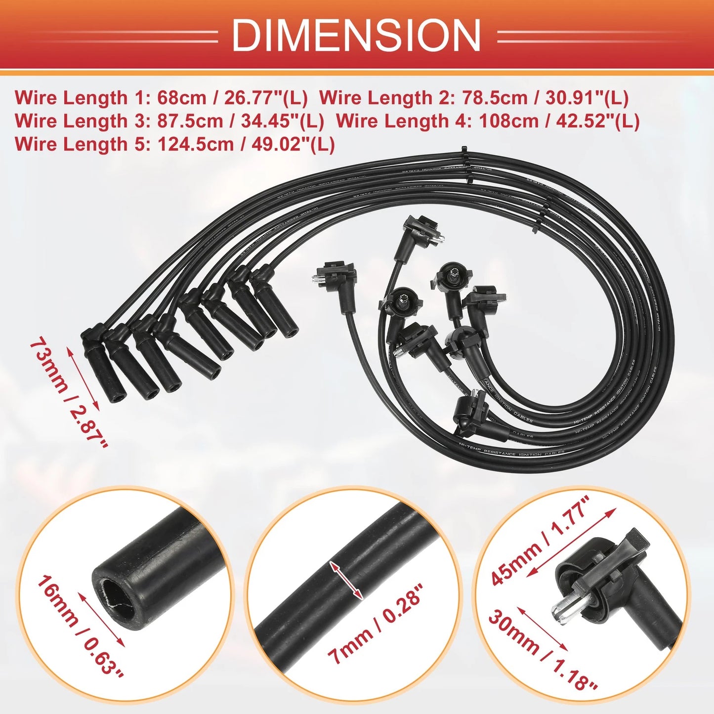 8 Pcs Spark Plug Wire Ignition Coil Cables for Ford Explorer, Mercury 5.0L