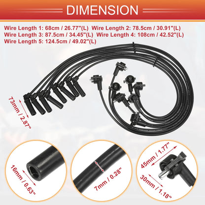 8 Pcs Spark Plug Wire Ignition Coil Cables for Ford Explorer, Mercury 5.0L