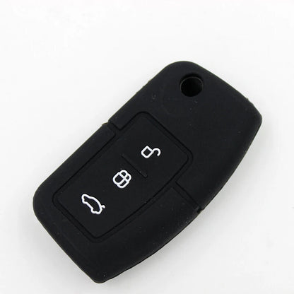 Black Silicone FOB Key Case Cover Fit For Ford Focus Mondeo Fiesta
