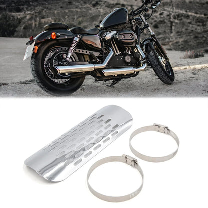 7.2" Motorcycle Exhaust Muffler Pipe Heat Shield Cover Heel Guard Silver Tone for Make Model