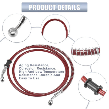 Brake Line / 10mm / Hydraulic Hose, Stainless Steel Red for Motorcycle