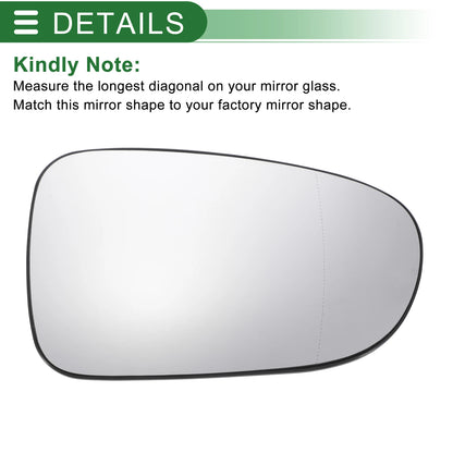 Right Side Heated White Mirror Glass for Ford Galaxy (1995-2006)