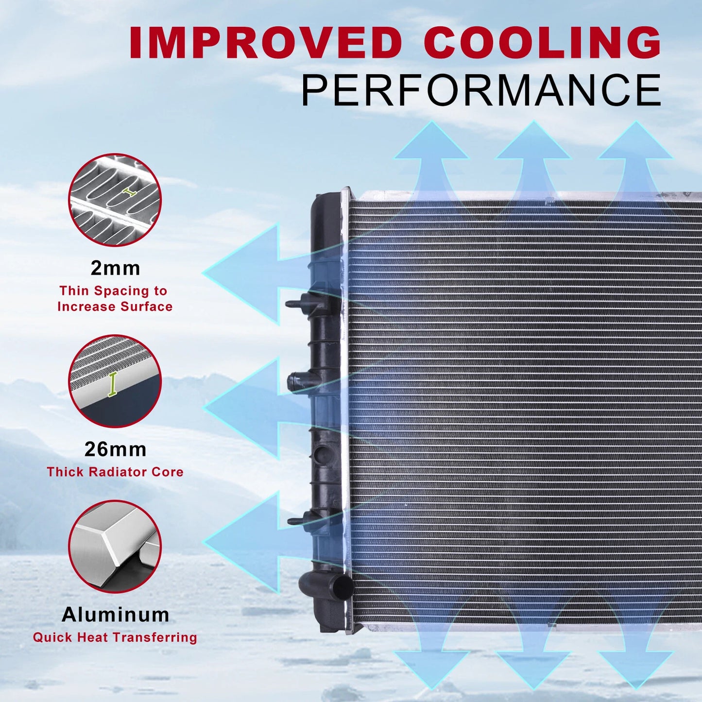Cooling Radiator for Land Rover Range Rover P38A V8 4.0L 4.6L (1995-2002)