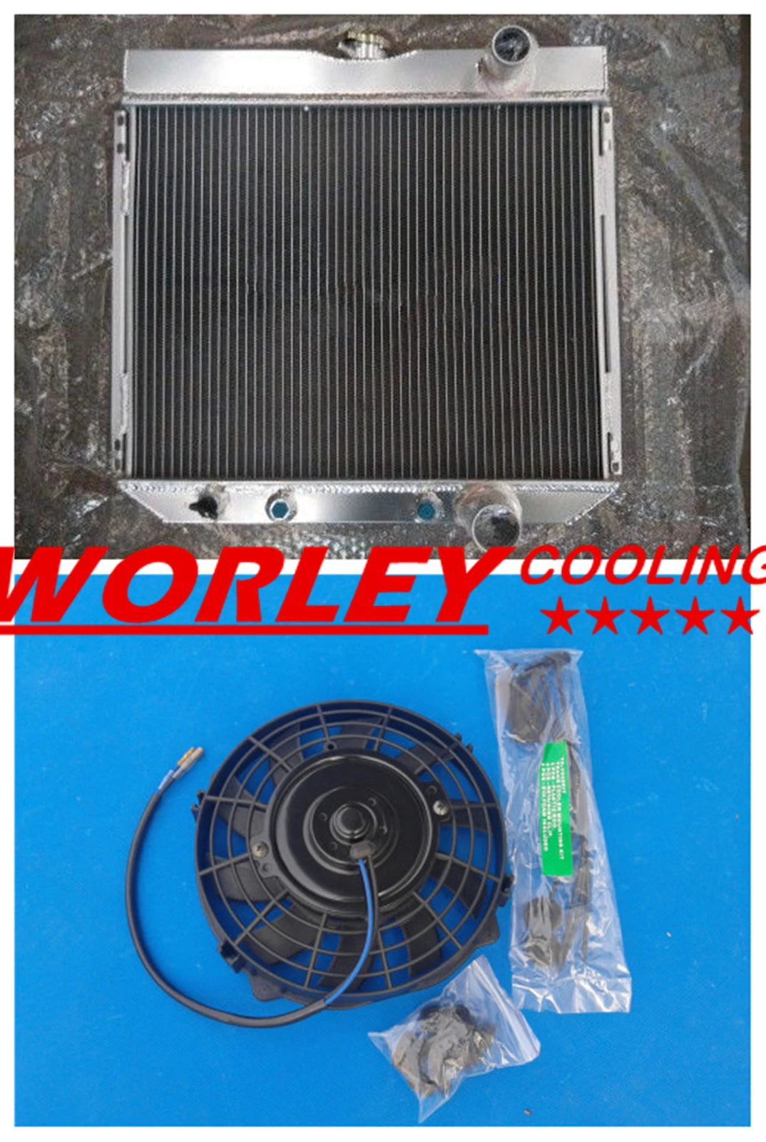 3ROW Radiator & Fan for Ford Mustang, Mercury Cougar 289, 302, 351 (67-69)