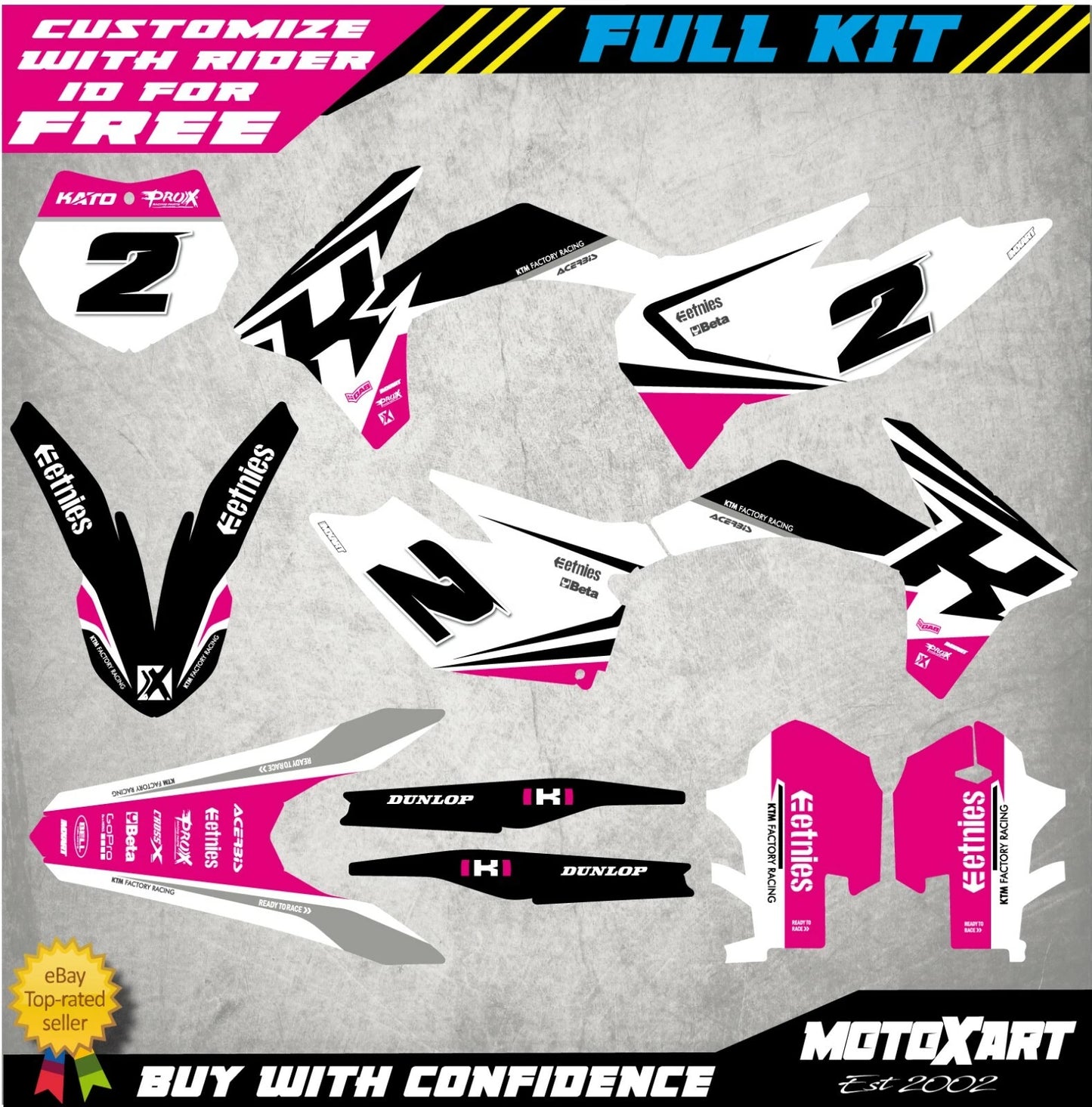 Decal Kit SPRINT PINK Stickers for KTM SXF 250 450 (2011-2012)
