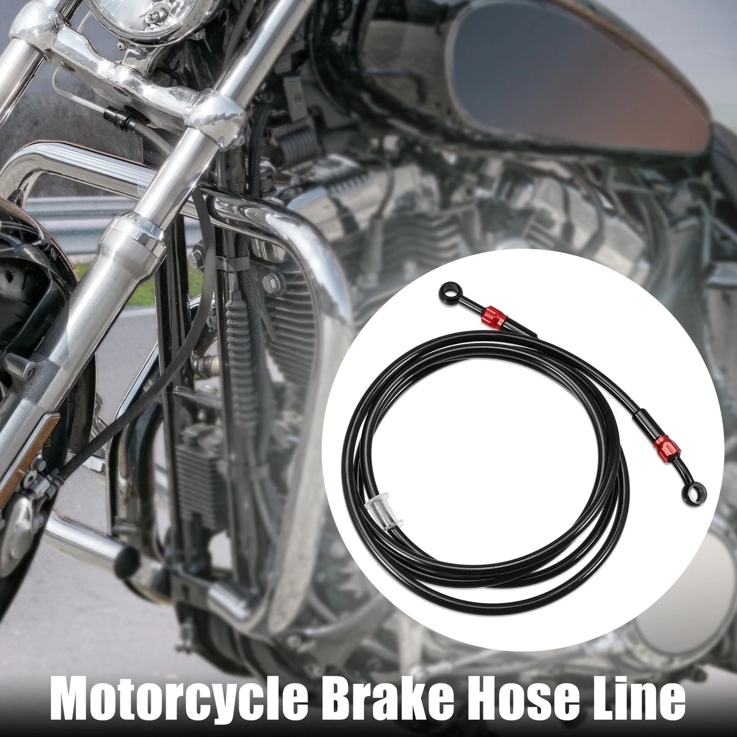 AN3 28 90 Degree Brake Hose Braided Line Clutch Tube 230cm Black Motorcycle
