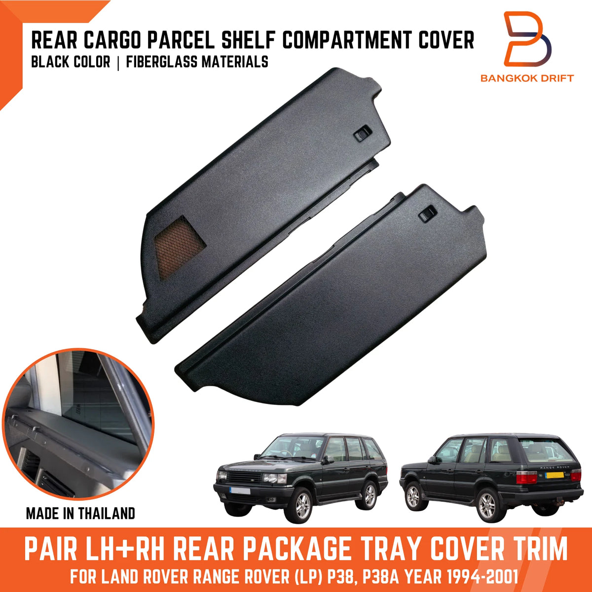 LH+RH Rear Trunk Side Panel Console Cover Trim for Land Rover Range Rover P38A