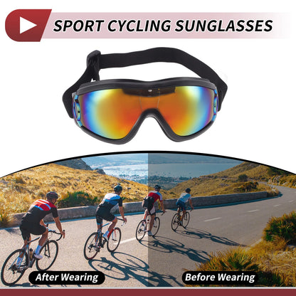Riding Goggles for Motorcycle Red Lens Black Frame PC PU Sunglasses