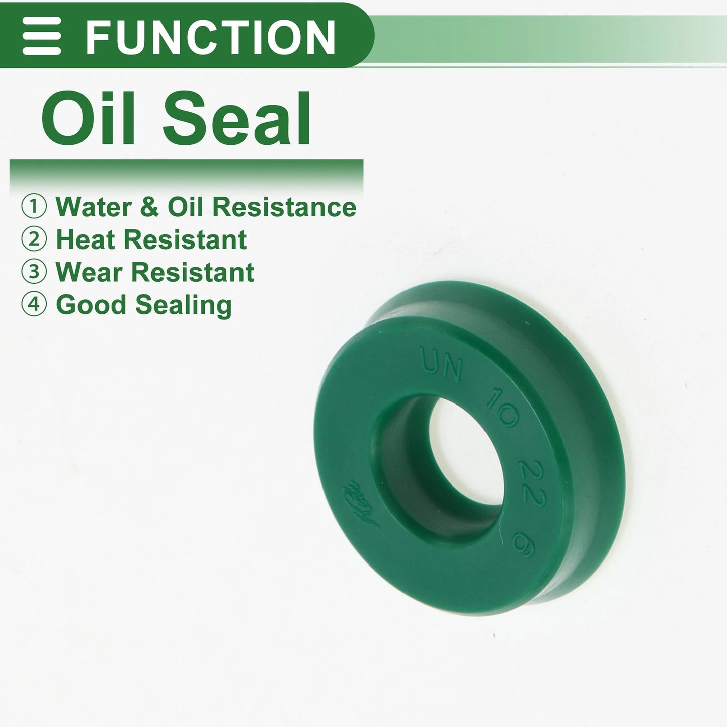 Oil Seal 10x22x6mm Rotary Shaft Seal TPU High Pressure Green 5 pcs