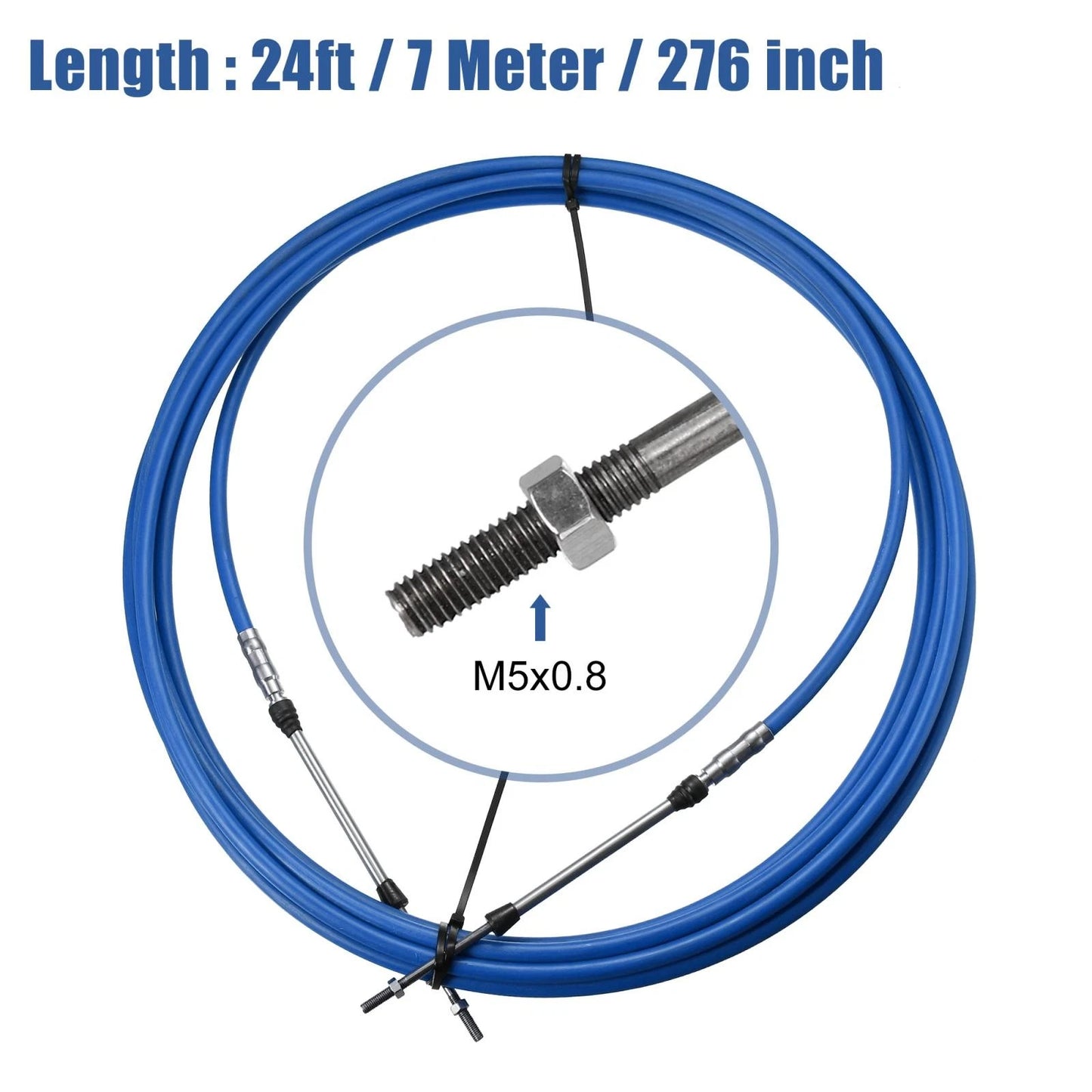 2 x Marine Type Shift Remote Control Box Cable for Yamaha Blue