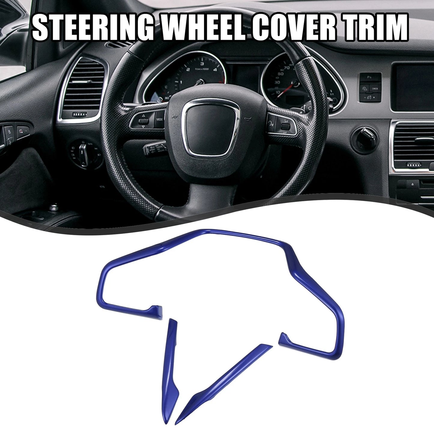 3 x Car Steering Wheel Cover Trim for Honda Civic (2016-2021) Blue