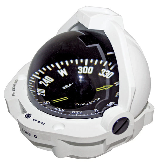 Plastimo Offshore 105 Marine Compass Flush White Flat Black Card LED Light