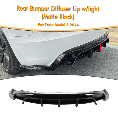 1x Matte Black Rear Bumper Diffuser for Tesla Model 3 (2024-2025)