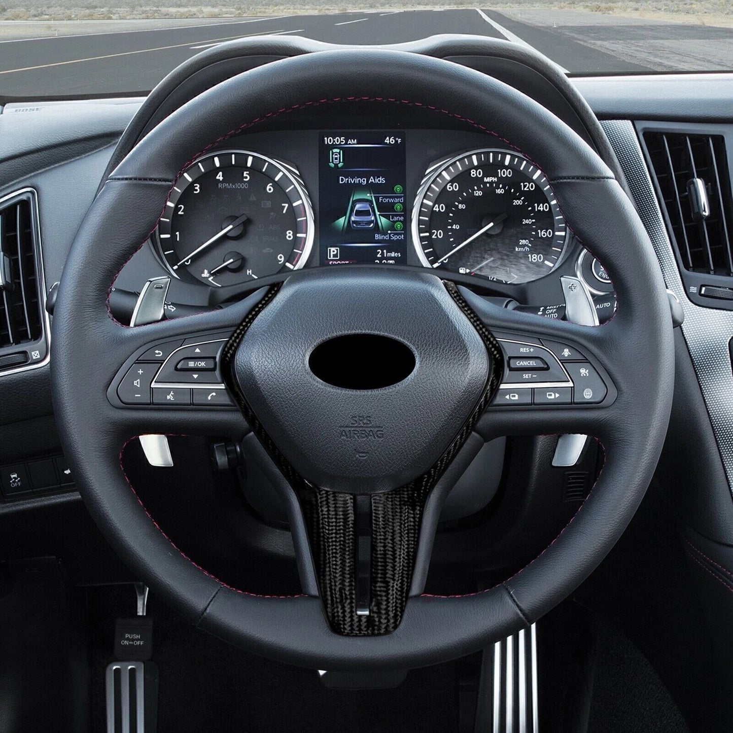 Carbon Fiber Steering Wheel Cover for Infiniti Q50 Q60 (2017-2023)