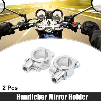 2 x 10mm Thread 1in Motorcycle Handlebar Mirror Holder Clamp Adaptor