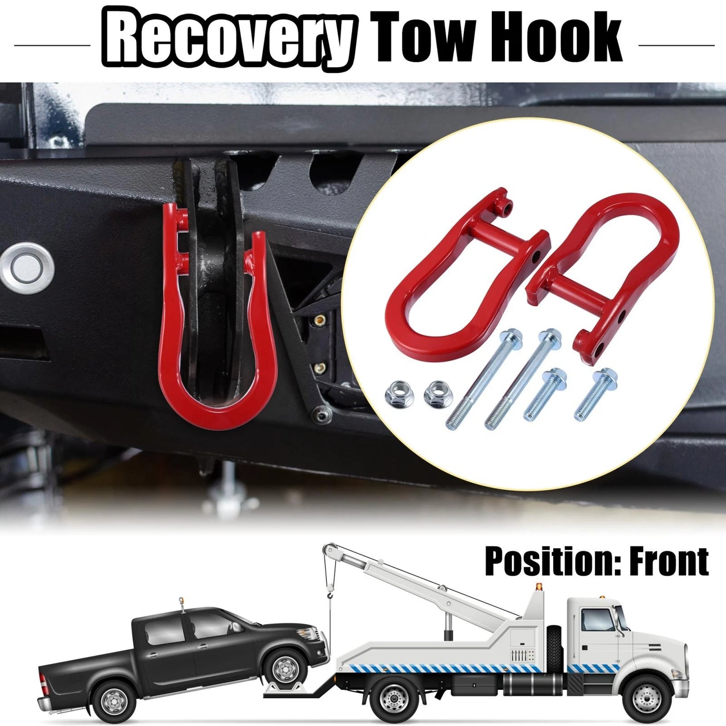 Front Recovery Tow Hook Kit for Chevy Silverado 1500 (2007-2018)