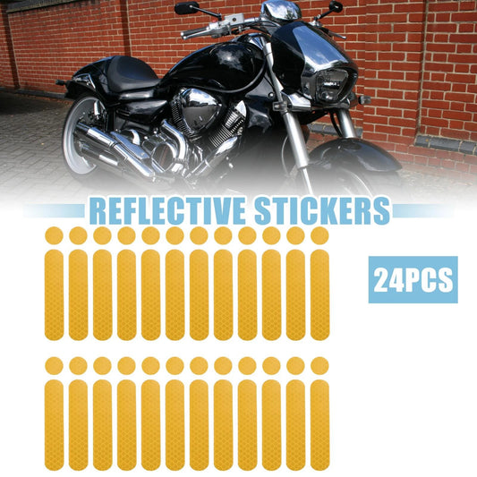 24pcs Reflective Safety Stickers PET for Helmet for Bicycle Motorcycle Yellow
