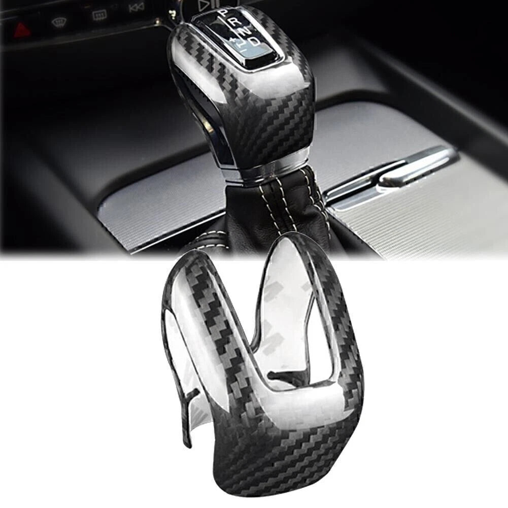 Black Carbon Fiber Gear Shift Knob Cover for Volvo XC60 XC90 S60 S90 (2010-2023)
