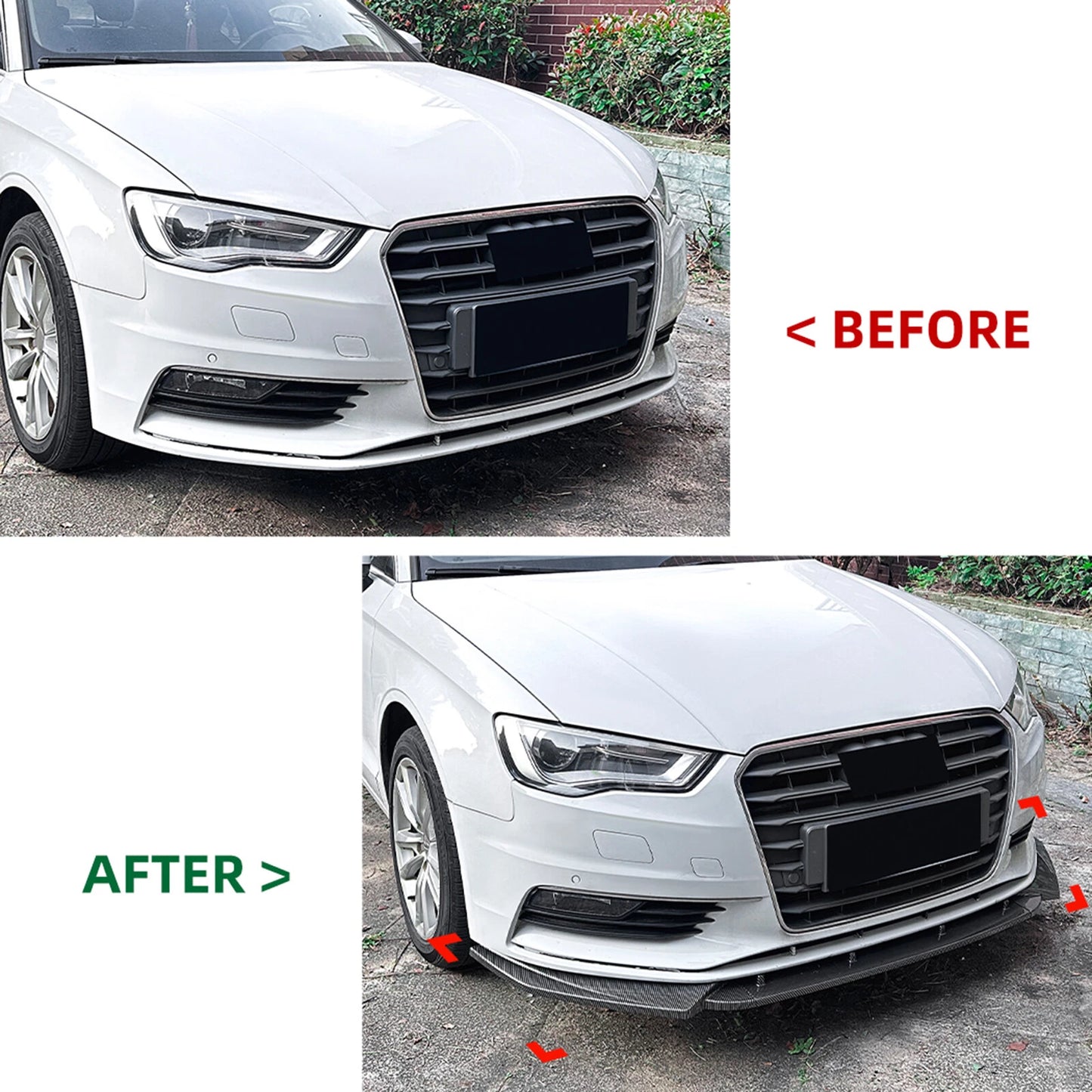 Carbon Look Front Bumper Spoiler Lip for Audi A3 8V (2013-2016)