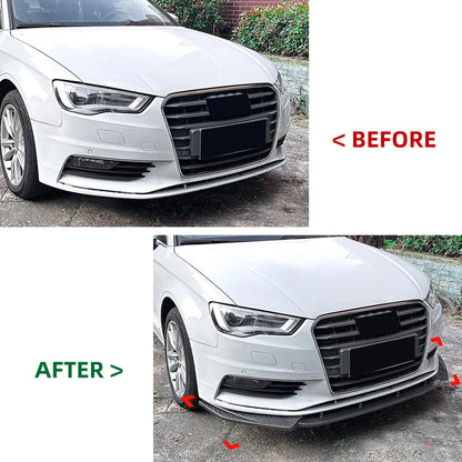Carbon Look Front Bumper Spoiler Lip for Audi A3 8V (2013-2016)