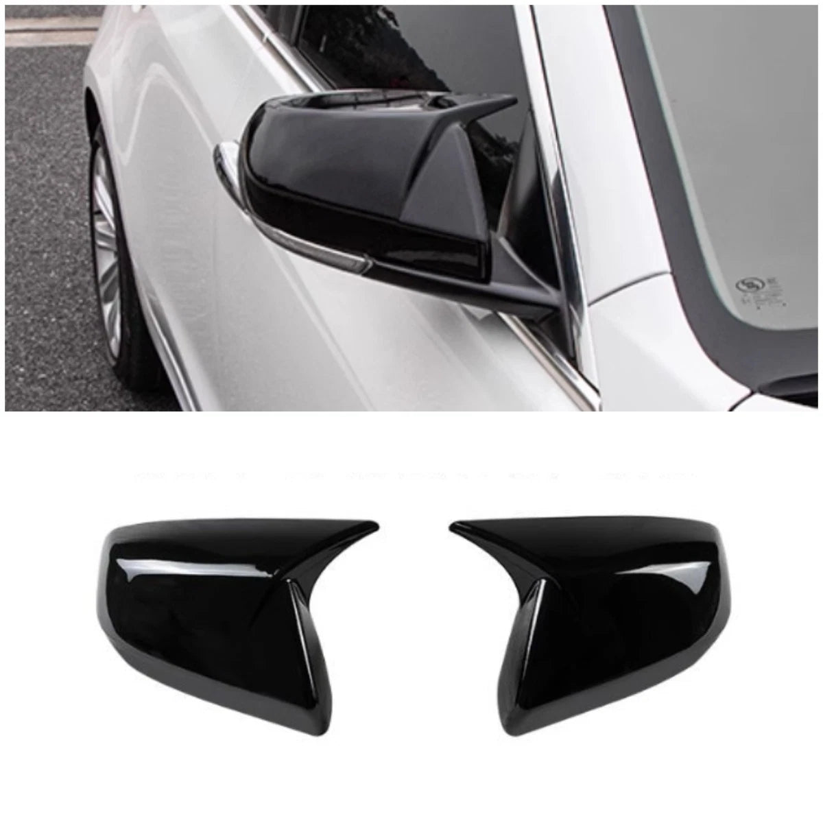 Glossy Black Ox Horn Rearview Mirror Lid Cover Trim for Cadillac CT4 (2020-2024)