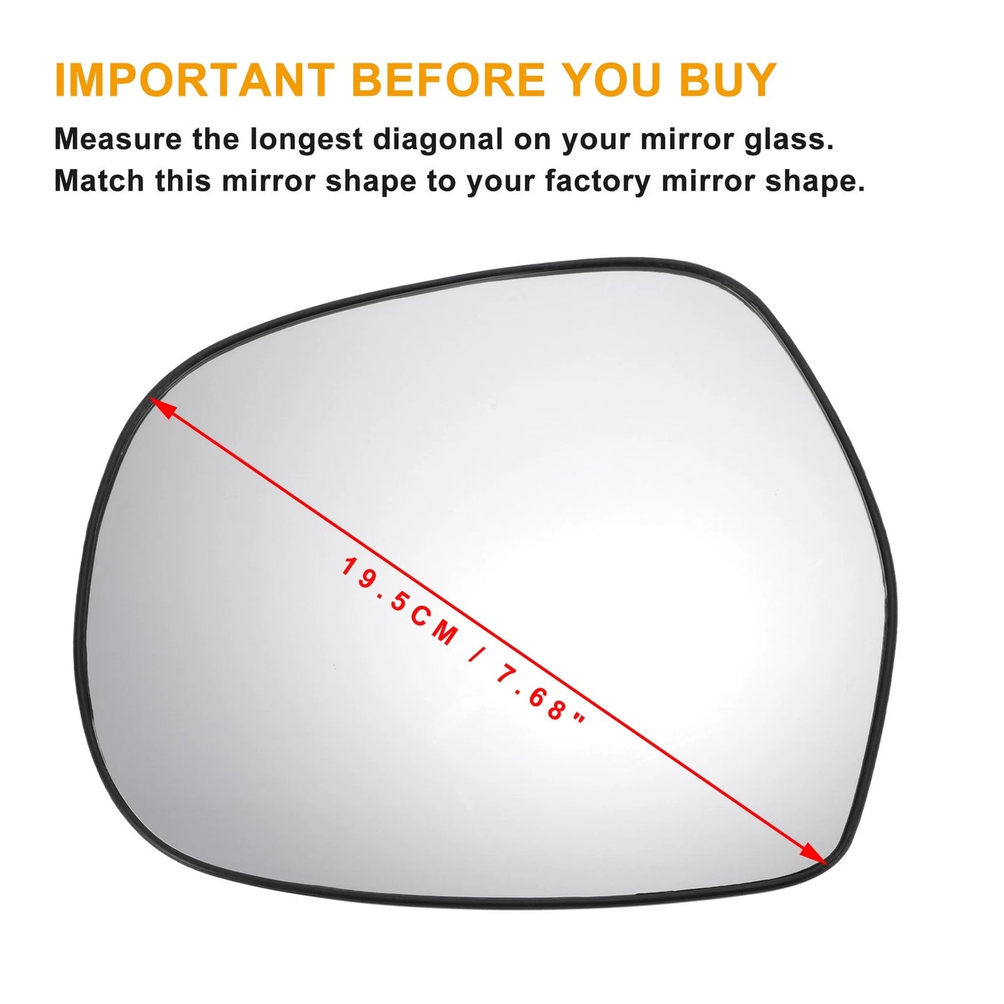 Left Side Heated White Mirror Glass for Toyota Land Cruiser (2008-2021)