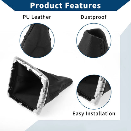 Car Gear Shift Stick Gaiter Black Leather for Ford Focus MK2 (2004-2012)