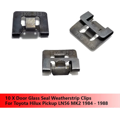 10 x Door Glass Seal Clips for Toyota Hilux LN56 MK2 (1984-1988)