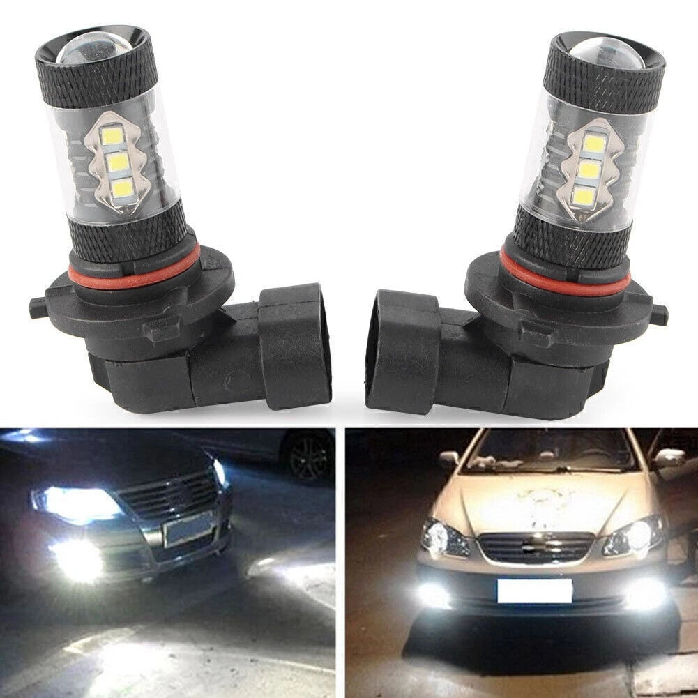 2 x White H10 9140 9145 High Power 80W LED Fog Light Bulbs for Car (2010-2023)