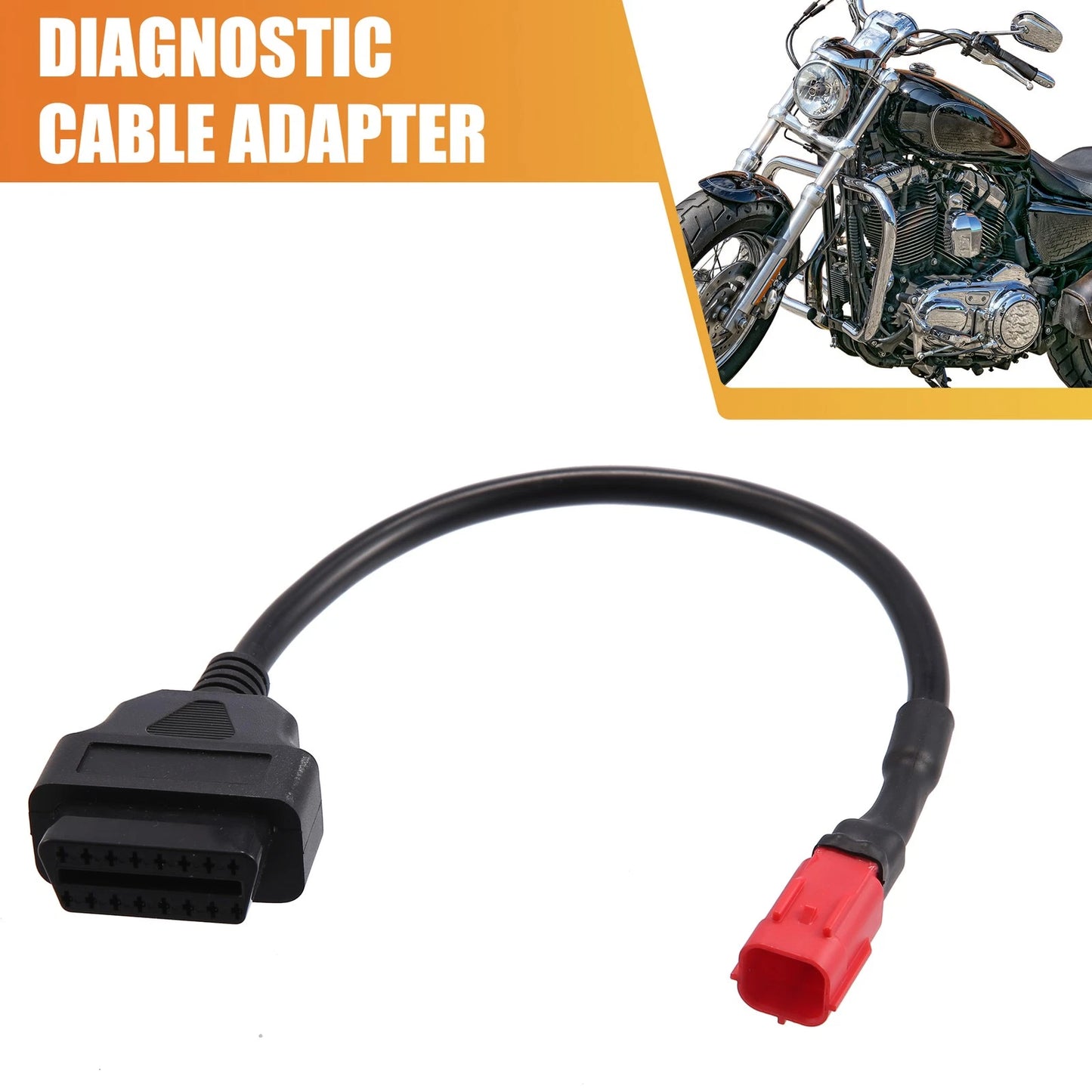1.09ft 6 Pin to OBDII OBD Cable Cord Diagnostic Adapter for Motorcycle