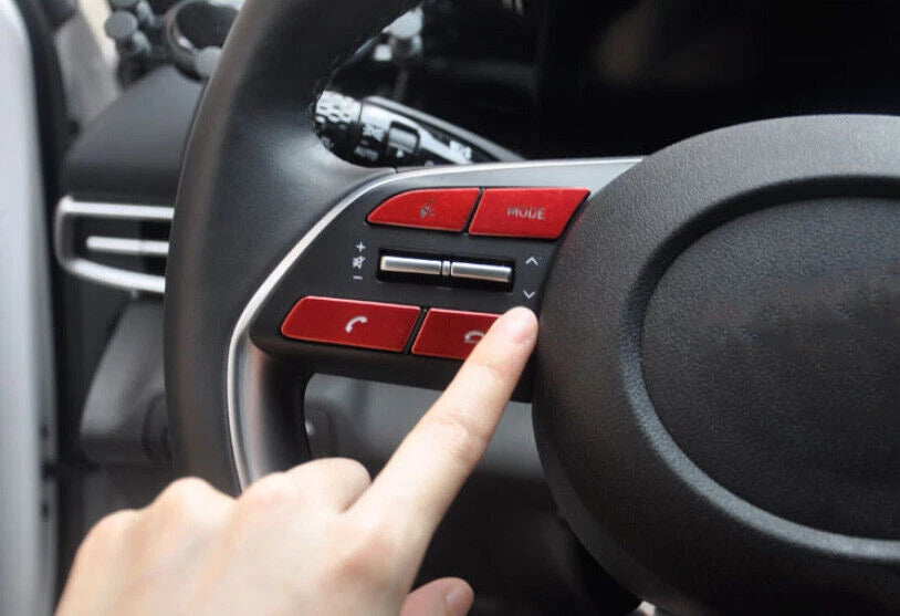 8Pcs Red Steering Wheel Button Cover Trim for Hyundai Elantra (2021–2023)
