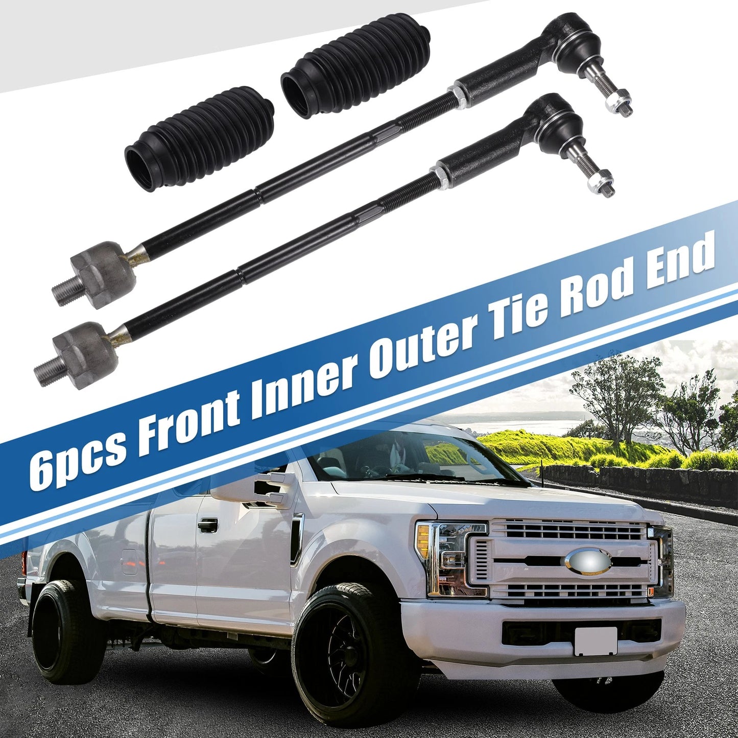 6 x Front Inner Outer Tie Rod Ends for Ford Mustang (2005-2010)