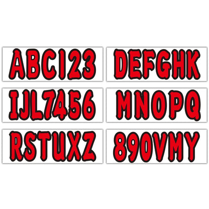 4 x Red Custom Boat Registration Numbers Decal Stickers A-Z 0-9