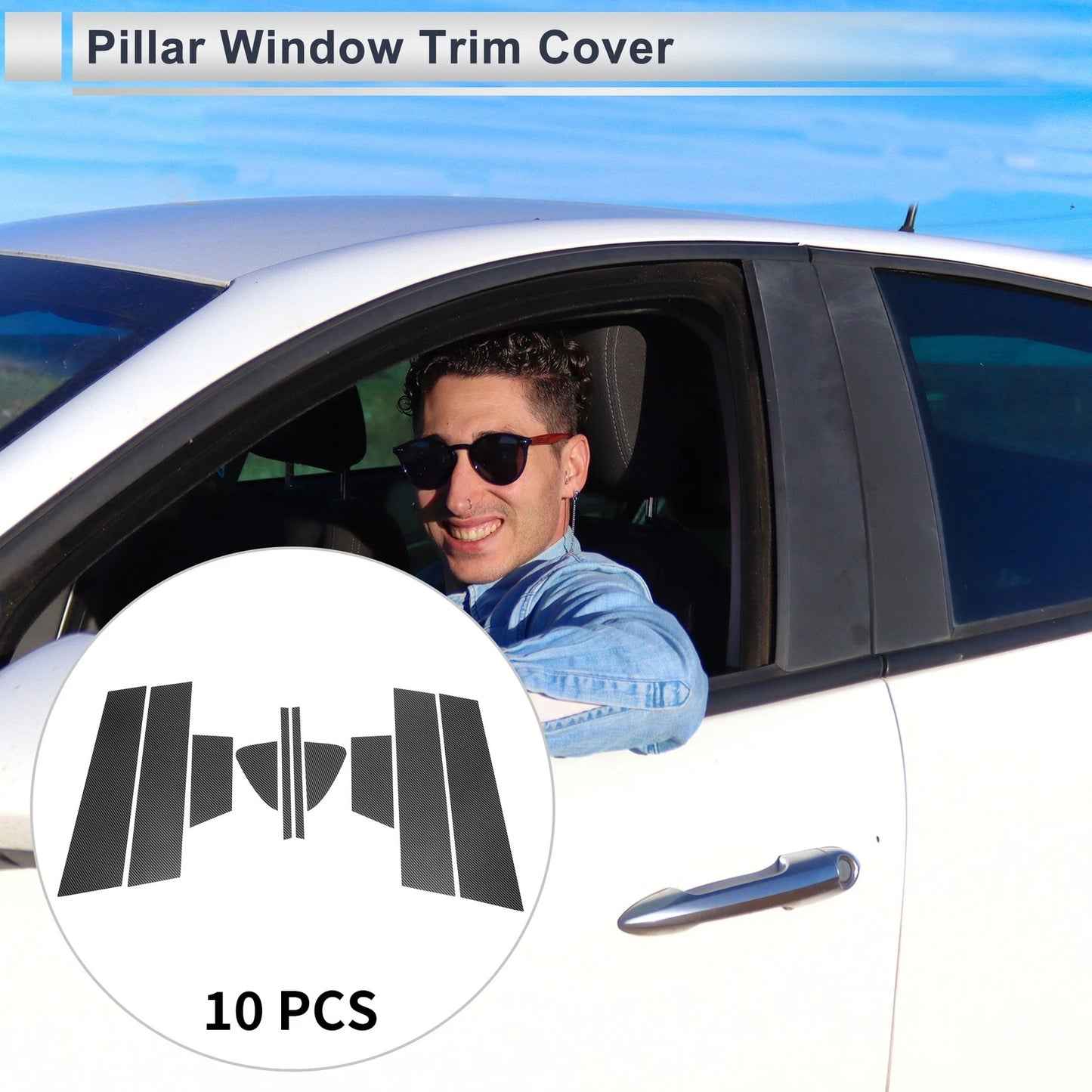 10 Pcs Door Pillar Window Trim for Mazda 6 (2014-2020) Carbon Fiber Black