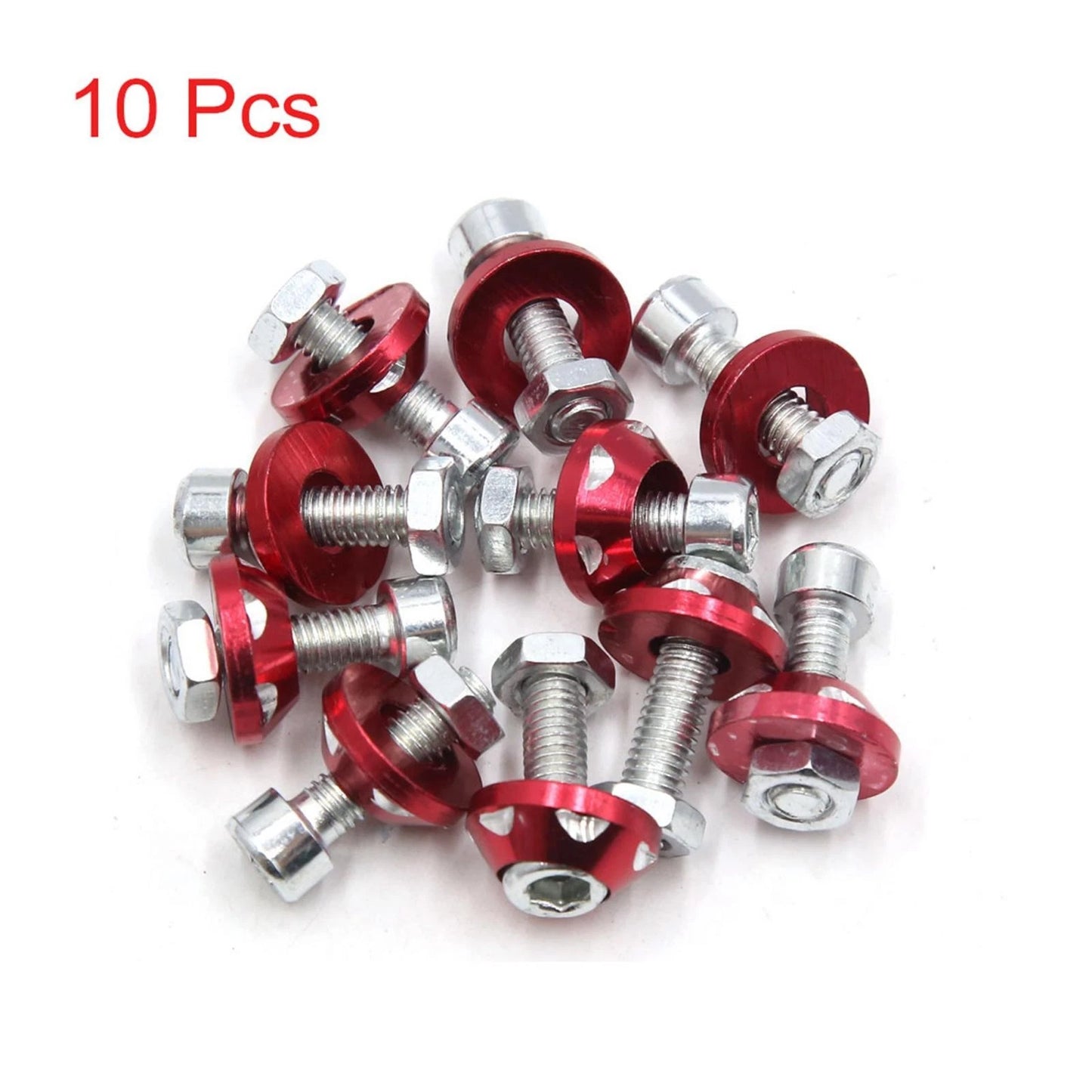 License Plate Bolt Screw / 10x / Red Aluminum Decorative for Car Motorcycle