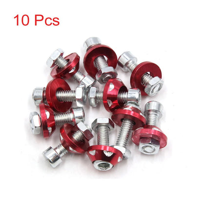 License Plate Bolt Screw / 10x / Red Aluminum Decorative for Car Motorcycle