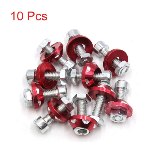 License Plate Bolt Screw / 10x / Red Aluminum Decorative for Car Motorcycle