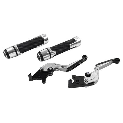 Silver Extendable Brake Clutch Levers & Handlebar Grips for Kawasaki ZX6RR