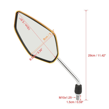 2 x Universal Motorcycle Mirror Side Rearview Mirrors Gold Tone for Motorcycle