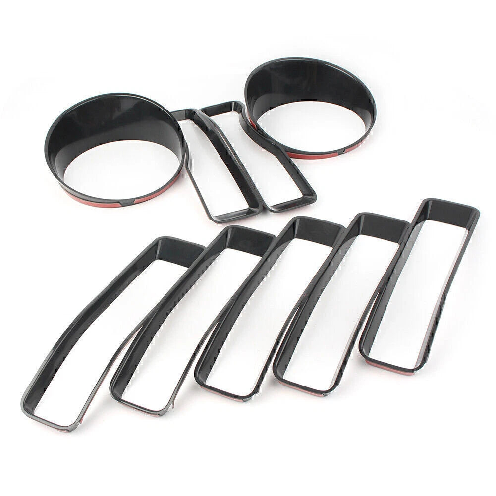 Black Front Grill Insert Headlight Trim Covers for Jeep Wrangler JL (2018)