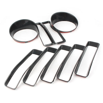 Black Front Grill Insert Headlight Trim Covers for Jeep Wrangler JL (2018)