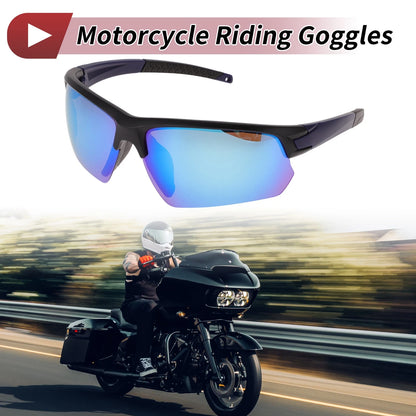 Motorcycle Riding Goggles Blue Lens Black Blue Frame